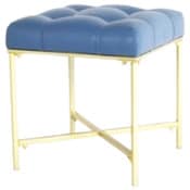 Wholesale - Navy Ottoman PU Leather with Gold Metal Legs 18.3"Hx16.1"SQ RTA C/P 2, UPC: 635309856517